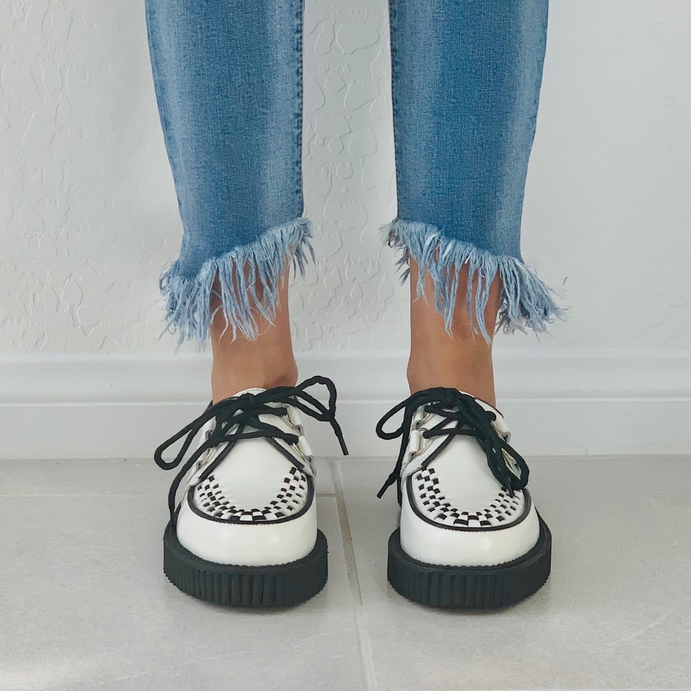 NIB Inked White Genuine Leather Creeper Oxfords - Picture 3 of 8